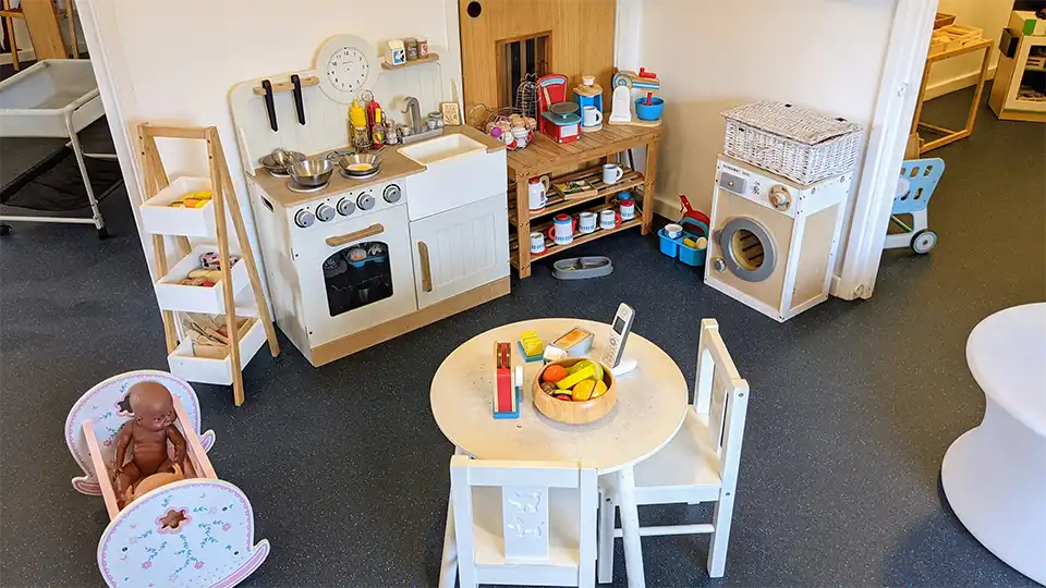 Home from home roleplay corner at Blossoms Childcare in Norfolk